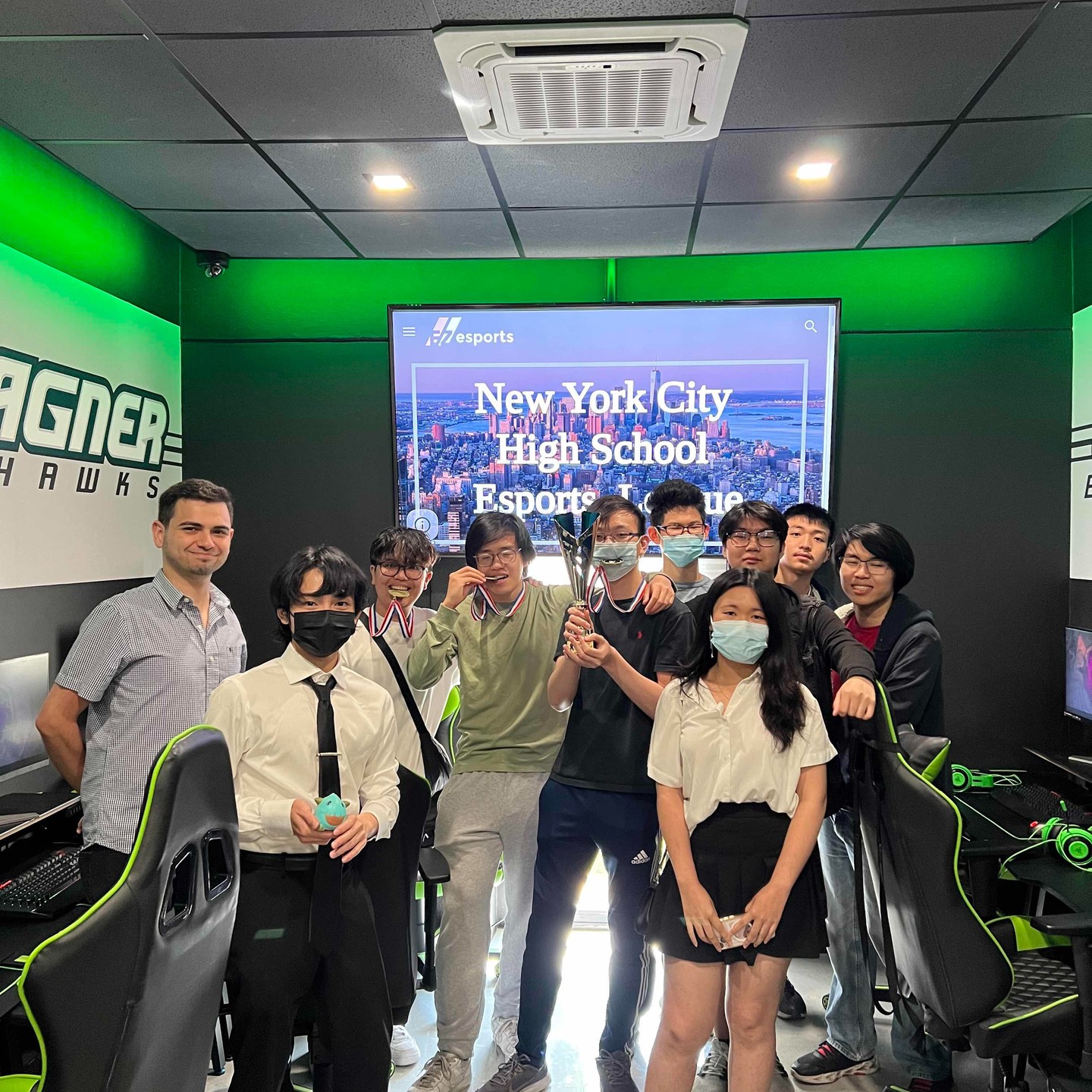 Group photo with the winners and organizers at Wagner College